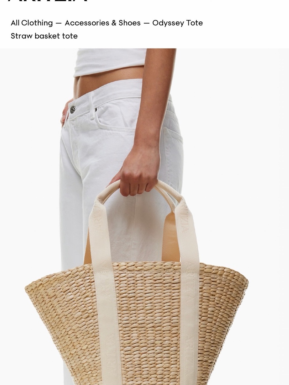Aritiza Odyssey Straw Tote with Cream Handles